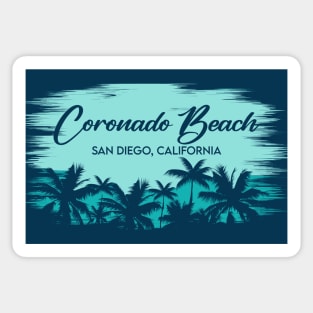 Coronado Beach San Diego California Retro Beach Landscape with Palm Trees Sticker